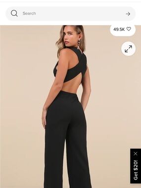 Black Cross-Back Wide-Leg Jumpsuit